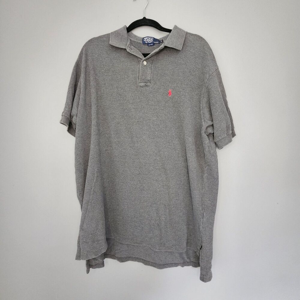 Polo Ralph Lauren‎ Men's XL Gray 100% Cotton Short Sleeve Polo Golf Shirt USA